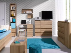 Zestawy Mebli Młodzieżowych|Półki>MARIDEX Nowoczesna półke wisząca do pokoju młodzieżowego 45 cm COSTA dąb riviera