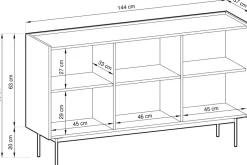 Zestawy Mebli Do Salonu|Komody></noscript>PIASKI Nowoczesna pojemna komoda trzydrzwiowa 144 cm CRYSTAL kaszmir