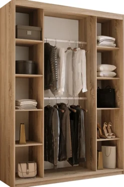 Meble Dla Dzieci|Meble Młodzieżowe>Meblohand Nowoczesna pojemna szafa przesuwna z lustrem 150 cm HOT dąb sonoma