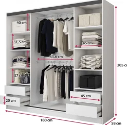 Zestawy Mebli Do Przedpokoju|Szafy Trzydrzwiowe></noscript>BROMARKT Nowoczesna pojemna szafa przesuwna 180 cm BEST dąb artisan