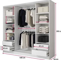 Zestawy Mebli Do Przedpokoju|Szafy Trzydrzwiowe></noscript>BROMARKT Nowoczesna pojemna szafa przesuwna 180 cm BEST dąb sonoma