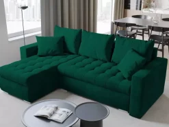 Meble Dla Dzieci|Meble Młodzieżowe></noscript>BROMARKT Nowoczesna rogówka z funkcją spania LUIS butelkowa zieleń