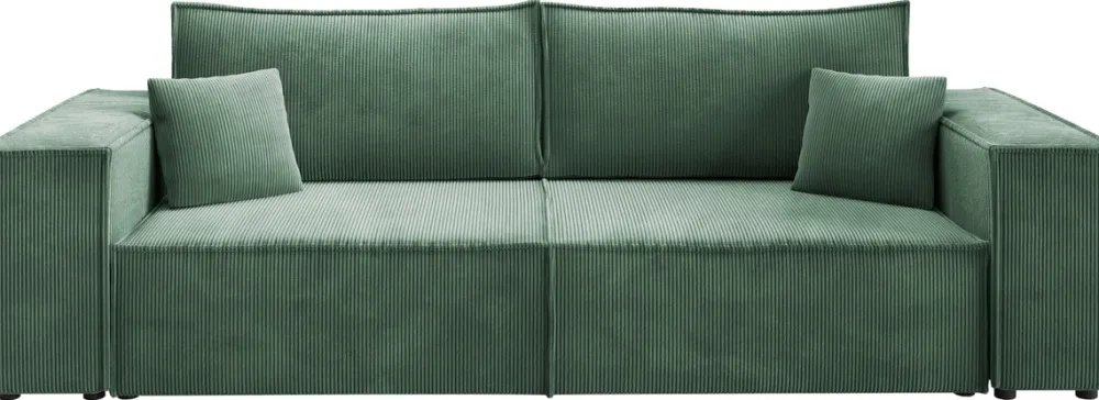 Zestawy Mebli Do Przedpokoju>BROMARKT Nowoczesna sofa sztruksowa z funkcją spania do salonu PEDRO zielona
