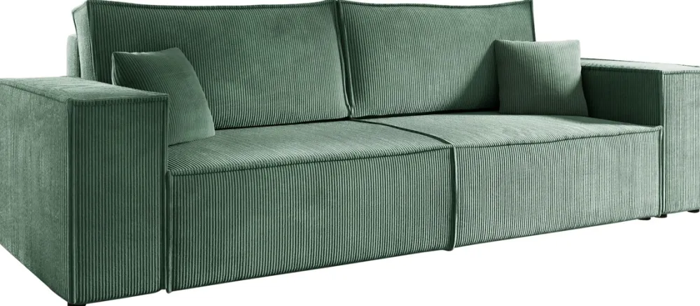 Zestawy Mebli Do Przedpokoju>BROMARKT Nowoczesna sofa sztruksowa z funkcją spania do salonu PEDRO zielona