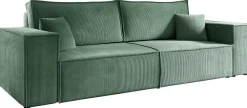 Meble Dla Dzieci|Meble Młodzieżowe></noscript>BROMARKT Nowoczesna sofa sztruksowa z funkcją spania do salonu PEDRO zielona