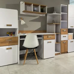 Zestawy Mebli Dziecięcych|Szafy Młodzieżowe></noscript>DOLMAR Nowoczesna szafa do pokoju dziecięcego 45 cm LUMINOUS biały