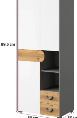 Zestawy Mebli Młodzieżowych|Szafy Dwudrzwiowe></noscript>DOLMAR Nowoczesna szafa do pokoju młodzieżowego 80 cm COOLIFY