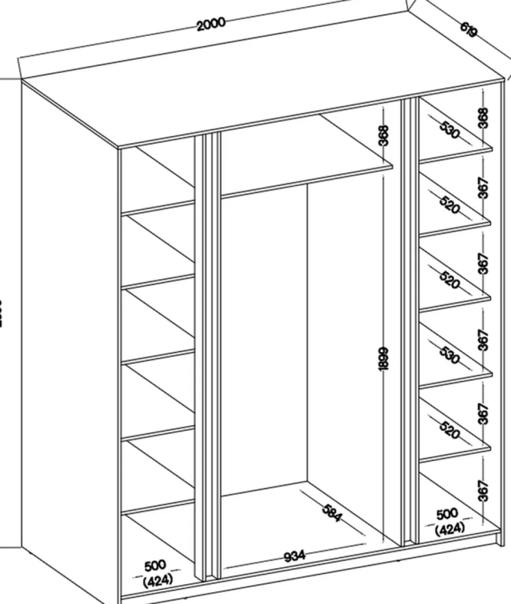 Szafy Młodzieżowe|Szafy Otwierane>Lempert Nowoczesna szafa do sypialni z lustrem i półkami 200 cm KARAT