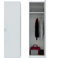 Meble Młodzieżowe|Szafy Młodzieżowe></noscript>INTER MEBLE Nowoczesna szafa do sypialni z drążkiem GENTIO biała biały