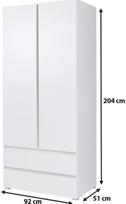 Zestawy Mebli Młodzieżowych|Szafy Dwudrzwiowe></noscript>MARIDEX Nowoczesna szafa dwudrzwiowa do pokoju młodzieżowego 90 cm COSTA dąb sonoma