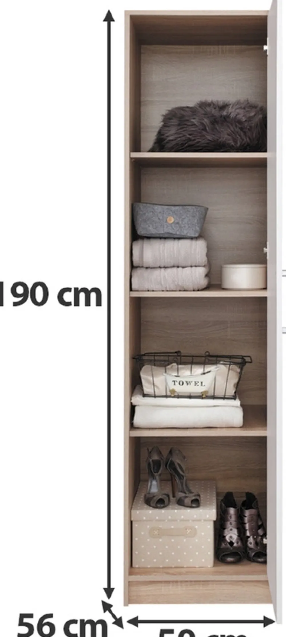 Garderoby|Meble Dla Dzieci>MEBLAR Nowoczesna szafa jednodrzwiowa z półkami 50 cm SEVAS dąb artisan