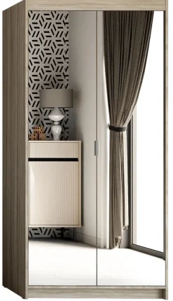 Meble Dla Dzieci|Zestawy Mebli Do Przedpokoju>Lempert Nowoczesna szafa modułowa dwudrzwiowa z lustrem 90 cm KUBA dąb sonoma