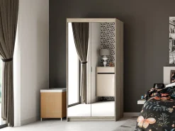 Meble Dla Dzieci|Zestawy Mebli Do Przedpokoju></noscript>Lempert Nowoczesna szafa modułowa dwudrzwiowa z lustrem 90 cm KUBA dąb sonoma