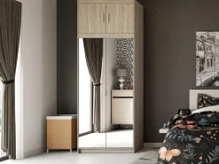 Meble Dla Dzieci|Zestawy Mebli Do Przedpokoju></noscript>Lempert Nowoczesna szafa modułowa dwudrzwiowa z lustrem 90 cm KUBA dąb sonoma