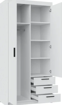 Zestawy Mebli Do Przedpokoju|Szafy Modułowe>Lempert Nowoczesna szafa modułowa dwudrzwiowa z szufladami 90 cm KUBA dąb sonoma