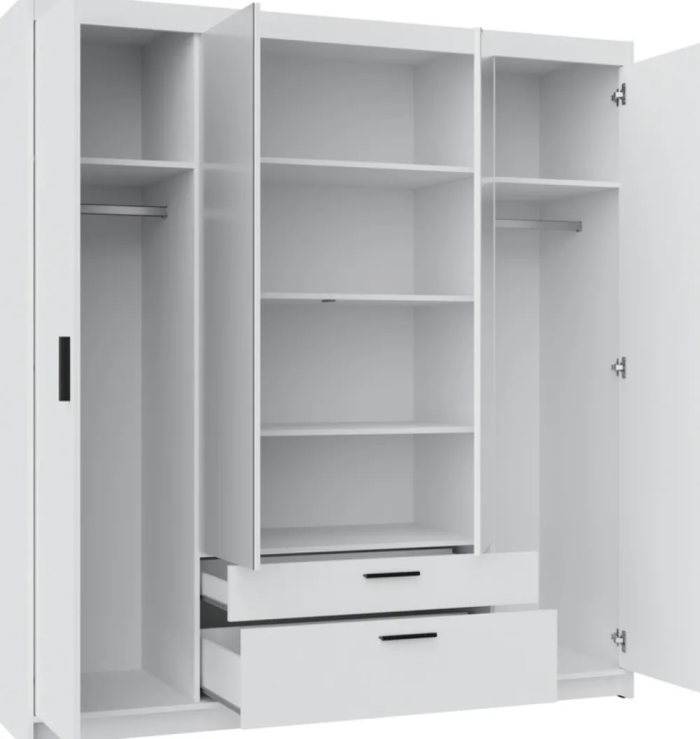 Garderoby|Meble Młodzieżowe>Lempert Nowoczesna szafa modułowa z lustrem i szufladami 176 cm KUBA dąb sonoma