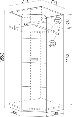 Meble Dla Dzieci|Meble Młodzieżowe></noscript>DOLMAR Nowoczesna szafa narożna do pokoju dziecięcego 70 cm LUMINOUS biały
