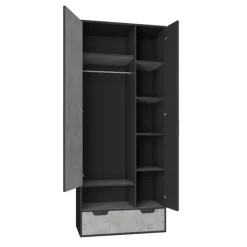 Zestawy Mebli Młodzieżowych|Szafy Dwudrzwiowe>MEBLAR Nowoczesna szafa półki szuflady NELSE