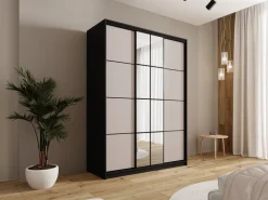 Zestawy Mebli Do Przedpokoju|Szafy Trzydrzwiowe></noscript>BROMARKT Nowoczesna szafa przesuwna 150 cm z lustrem do sypialni EDGE