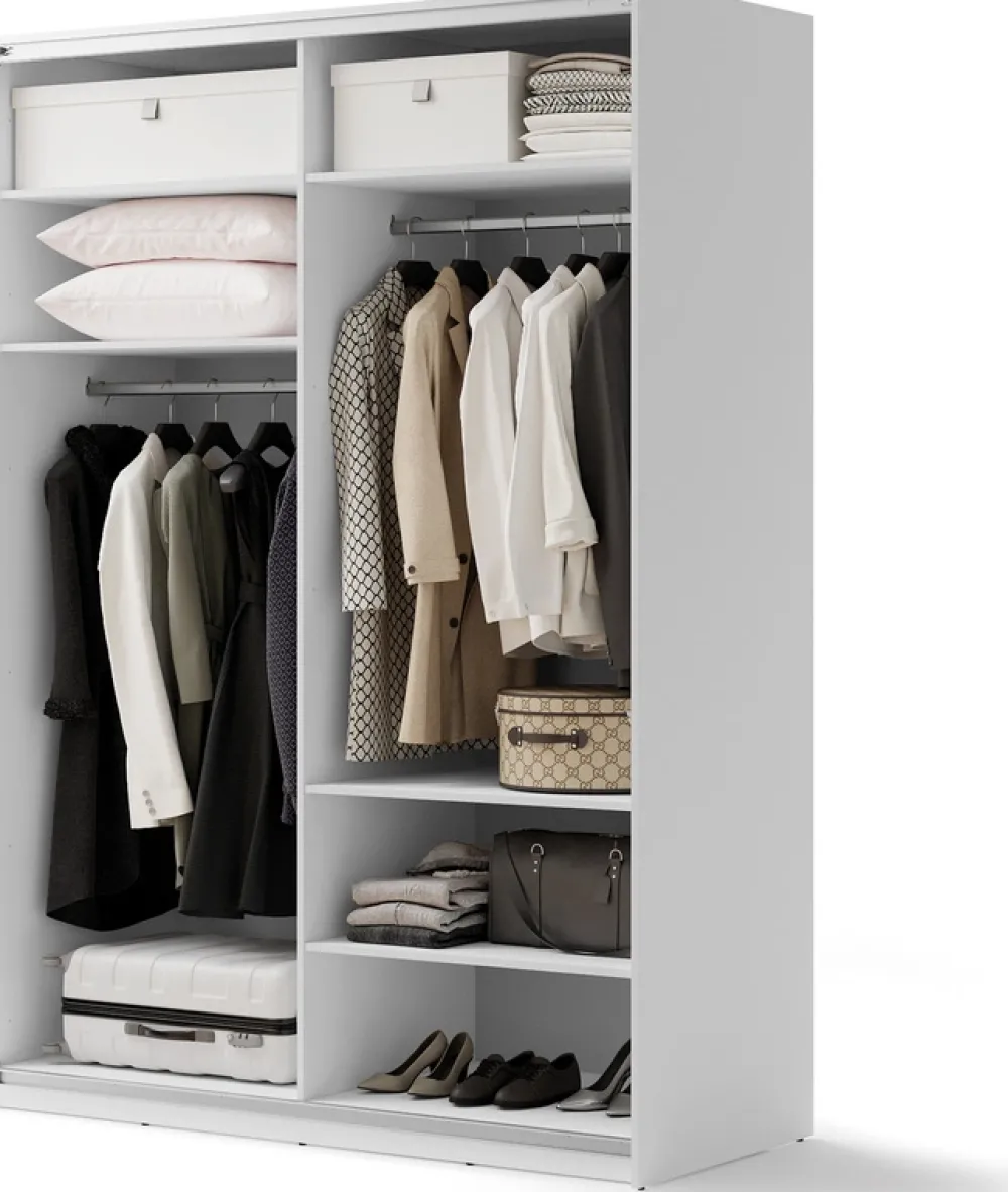 Zestawy Mebli Do Przedpokoju|Szafy Dwudrzwiowe>lenart. Nowoczesna szafa przesuwna 170 cm z lustrem i półkami MAXI