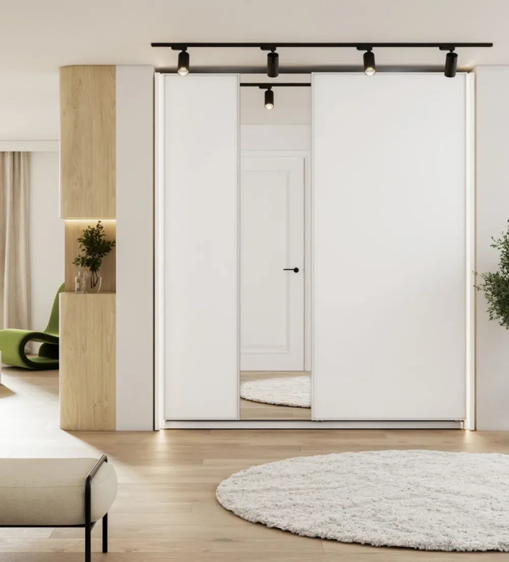 Zestawy Mebli Do Przedpokoju|Szafy Dwudrzwiowe>lenart. Nowoczesna szafa przesuwna 170 cm z lustrem i półkami MAXI