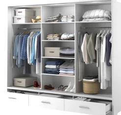 Zestawy Mebli Do Sypialni|Szafy Trzydrzwiowe></noscript>lenart. Nowoczesna szafa przesuwna z lustrem i szufladami 250 cm ARTI biały