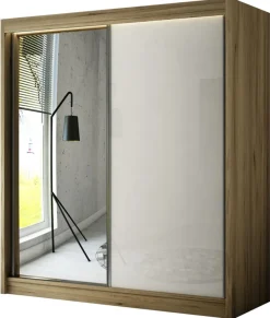 Szafy Dwudrzwiowe|Szafy Do Salonu>Arton Nowoczesna szafa przesuwna z lustrem 150 cm VARENO dąb sonoma