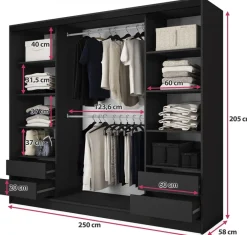 Szafy Trzydrzwiowe|Szafy Do Przedpokoju></noscript>BROMARKT Nowoczesna szafa przesuwna z lustrem do sypialni 250 cm BEST