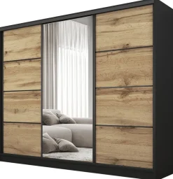 Zestawy Mebli Do Przedpokoju|Szafy Trzydrzwiowe>BROMARKT Nowoczesna szafa przesuwna z lustrem do sypialni 235 cm BEST