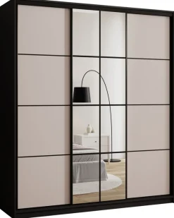 Zestawy Mebli Do Przedpokoju|Szafy Trzydrzwiowe>BROMARKT Nowoczesna szafa przesuwna 180 cm z lustrem i drążkami EDGE