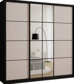 Szafy Trzydrzwiowe|Szafy Do Przedpokoju>BROMARKT Nowoczesna szafa przesuwna do sypialni 200 cm z lustrem EDGE