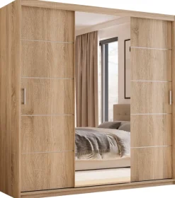 Meble Młodzieżowe|Zestawy Mebli Do Przedpokoju>Meblohand Nowoczesna szafa przesuwna z lustrem 200 cm HOT dąb sonoma