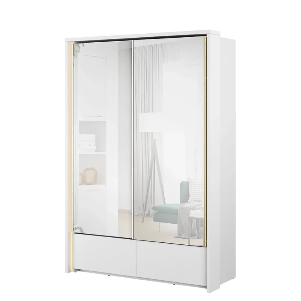 Zestawy Mebli Do Sypialni|Szafy Dwudrzwiowe>lenart. Nowoczesna szafa przesuwna z lustrem do salonu 150 cm cm TAYA