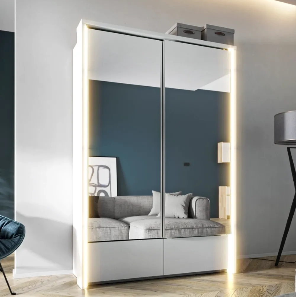 Zestawy Mebli Do Sypialni|Szafy Dwudrzwiowe>lenart. Nowoczesna szafa przesuwna z lustrem do salonu 150 cm cm TAYA