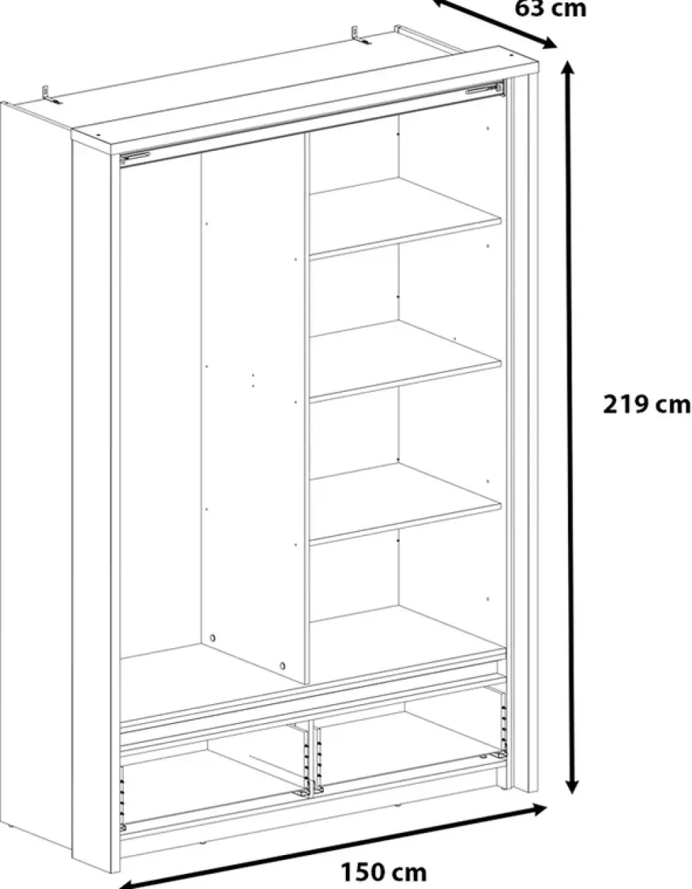 Zestawy Mebli Do Sypialni|Szafy Dwudrzwiowe>lenart. Nowoczesna szafa przesuwna z lustrem do salonu 150 cm cm TAYA