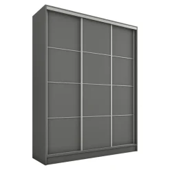 Szafy Trzydrzwiowe|Szafy Do Przedpokoju>BROMARKT Nowoczesna szafa przesuwna z półkami 150 cm TOP grafit