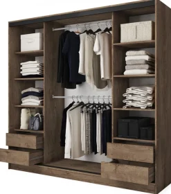 Zestawy Mebli Do Przedpokoju|Szafy Trzydrzwiowe>BROMARKT Nowoczesna szafa przesuwna z lustrem 200 cm BEST dąb lefkas