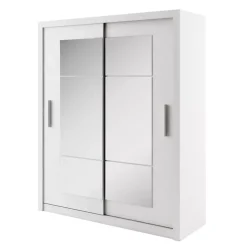 Szafy Dwudrzwiowe|Szafy Z Lustrem>lenart. Nowoczesna szafa przesuwna z lustrem 180 cm biała IDEA