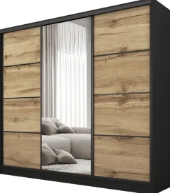 Zestawy Mebli Do Przedpokoju|Szafy Trzydrzwiowe>BROMARKT Nowoczesna szafa przesuwna z lustrem do sypialni 200 cm BEST