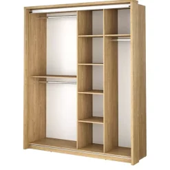 Zestawy Mebli Do Sypialni|Szafy Dwudrzwiowe>lenart. Nowoczesna szafa przesuwna 180 cm półki drążek ARTI dąb shetland