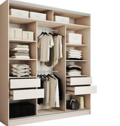 Zestawy Mebli Do Przedpokoju|Szafy Trzydrzwiowe>BROMARKT Nowoczesna szafa przesuwna z lustrem 180 cm TOP MAX beż beż piaskowy