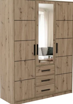 Meble Dla Dzieci|Meble Młodzieżowe>Stolar Nowoczesna szafa trzydrzwiowa z szufladami i lustrem 150 cm KODA