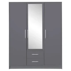 Garderoby|Meble Dla Dzieci>MEBLAR Nowoczesna szafa trzydrzwiowa z półkami i drążkiem SEVAS antracyt