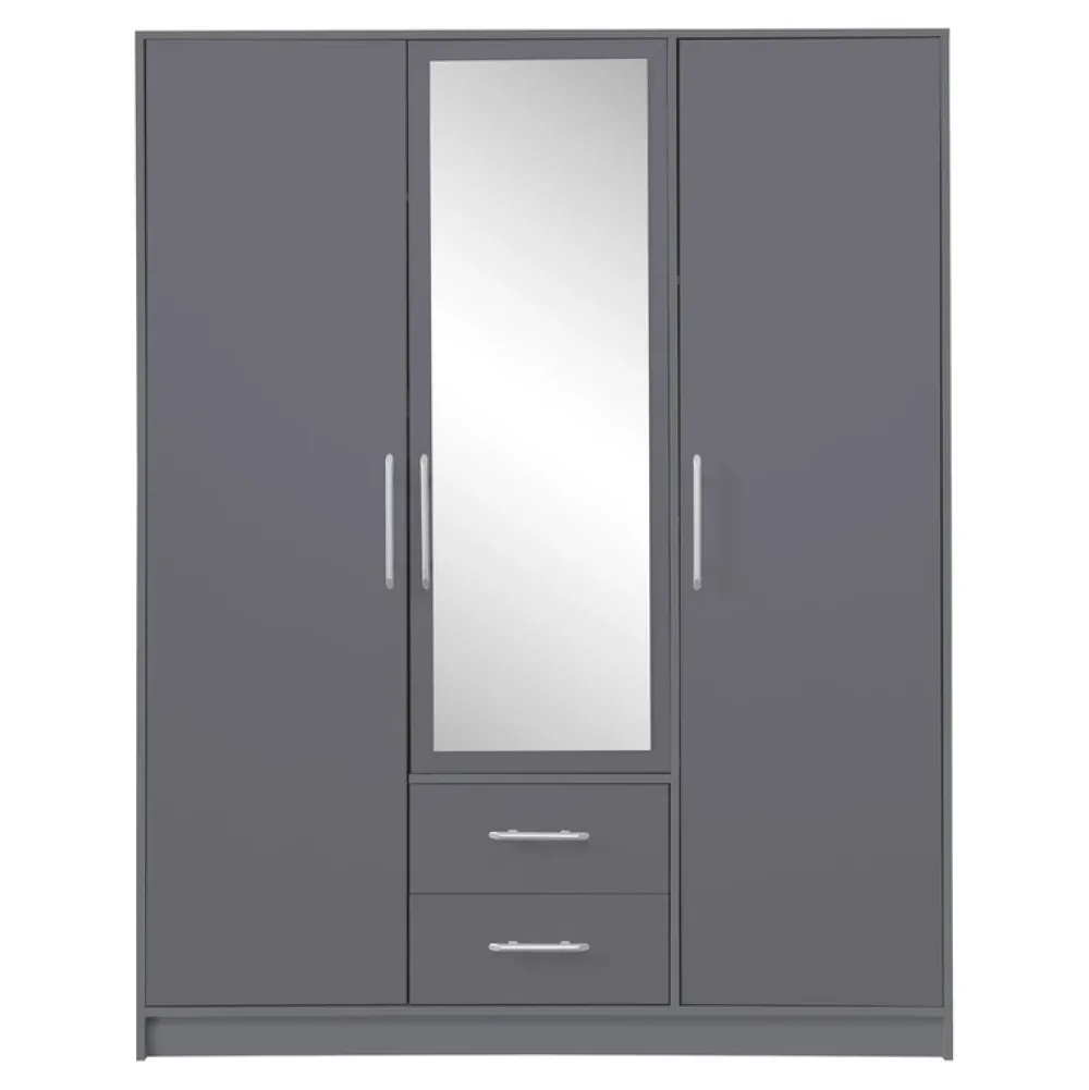 Garderoby|Meble Dla Dzieci>MEBLAR Nowoczesna szafa trzydrzwiowa z półkami i drążkiem SEVAS antracyt