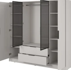 Szafy Młodzieżowe|Szafy Otwierane>PIASKI Nowoczesna szafa uchylna z witryną 206 cm KAMIS kaszmir