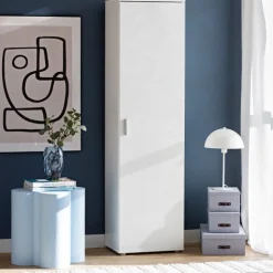 Meble Młodzieżowe|Zestawy Mebli Do Przedpokoju></noscript>INTER MEBLE Nowoczesna szafa uchylna do salonu z półkami KONTI biała biały