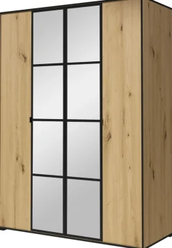 Szafy Młodzieżowe|Szafy Otwierane>JUREK Nowoczesna szafa uchylna na ubrania z lustrem 150 cm OLAS dąb artisan