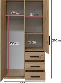 Meble Dla Dzieci|Zestawy Mebli Do Przedpokoju></noscript>Stolar Nowoczesna szafa uchylna z lustrem i szufladami 100 cm SELMA śliwa