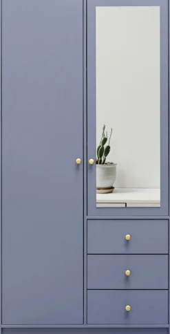Szafy Dwudrzwiowe|Szafy Do Przedpokoju>Stolar Nowoczesna szafa uchylna z lustrem i szufladami 100 cm SELMA błękit