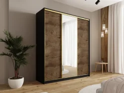 Szafy Trzydrzwiowe|Szafy Do Przedpokoju></noscript>BROMARKT Nowoczesna szafa z lustrem do przedpokoju 180 cm GOLD NEW